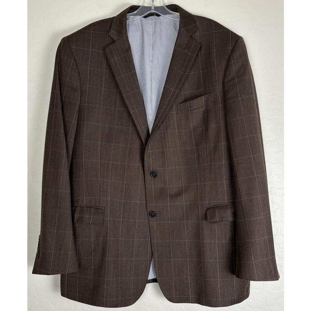 Brooks Brothers Explorer Regent Fit Brown Herringbone Windowpane Blazer 46R 2728